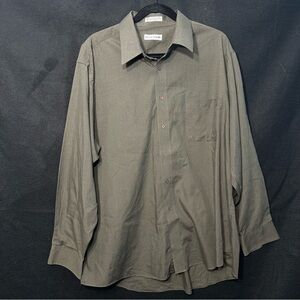 Men’s Size 17-17 1/2 Olive Green Button Up Dress Shirt - Pierre Cardin